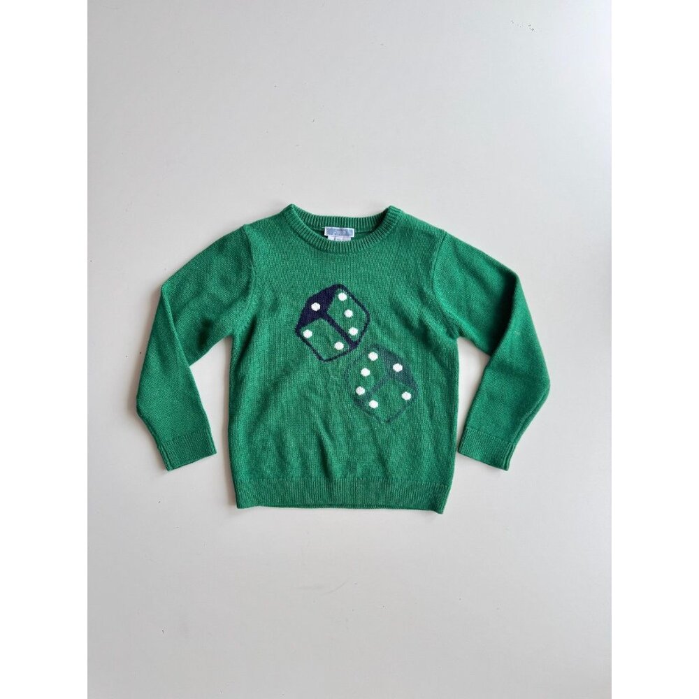 Kids' JACADI Green Dice Die Intarsia Wool Cashmere Knit Blend Sweater, Size 4
